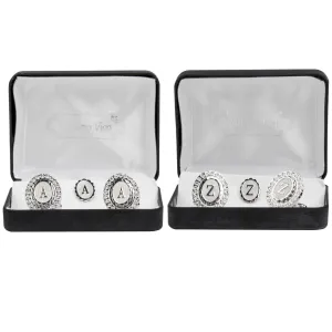 Vittorio Vico Bling Initial Cufflinks & Tie Tack Set in Gift Box