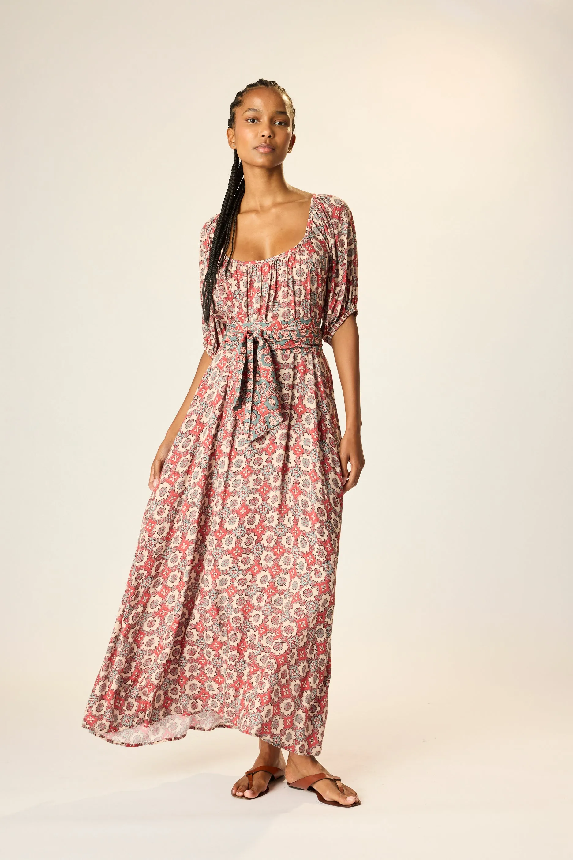 VIVI DRESS WITH CONTRASTING SASH Modest Look