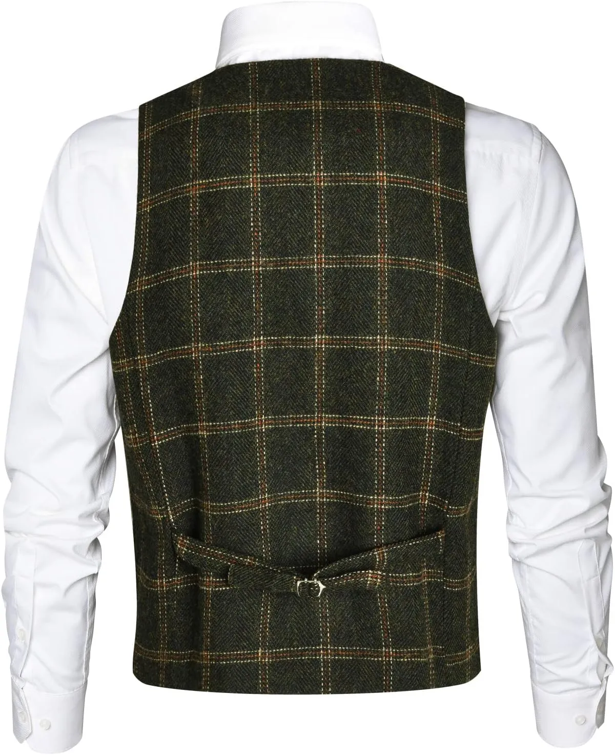 VOBOOM Men's Slim Fit Herringbone Tweed Suits Vest Premium Wool Blend Waistcoat