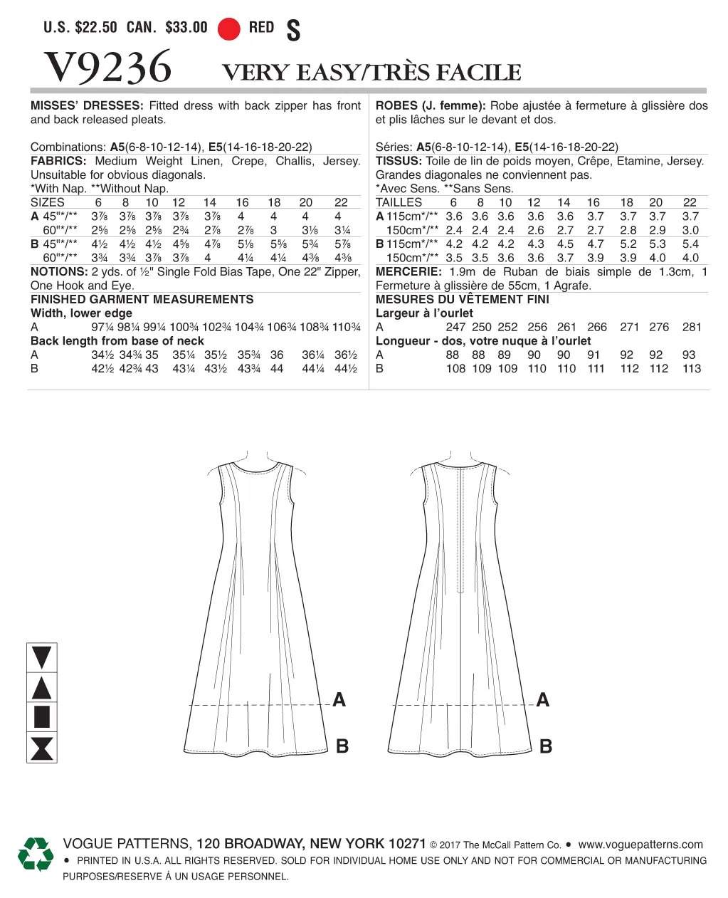 Vogue 9236 Released-Pleat Fit-and-Flare Dresses Pattern