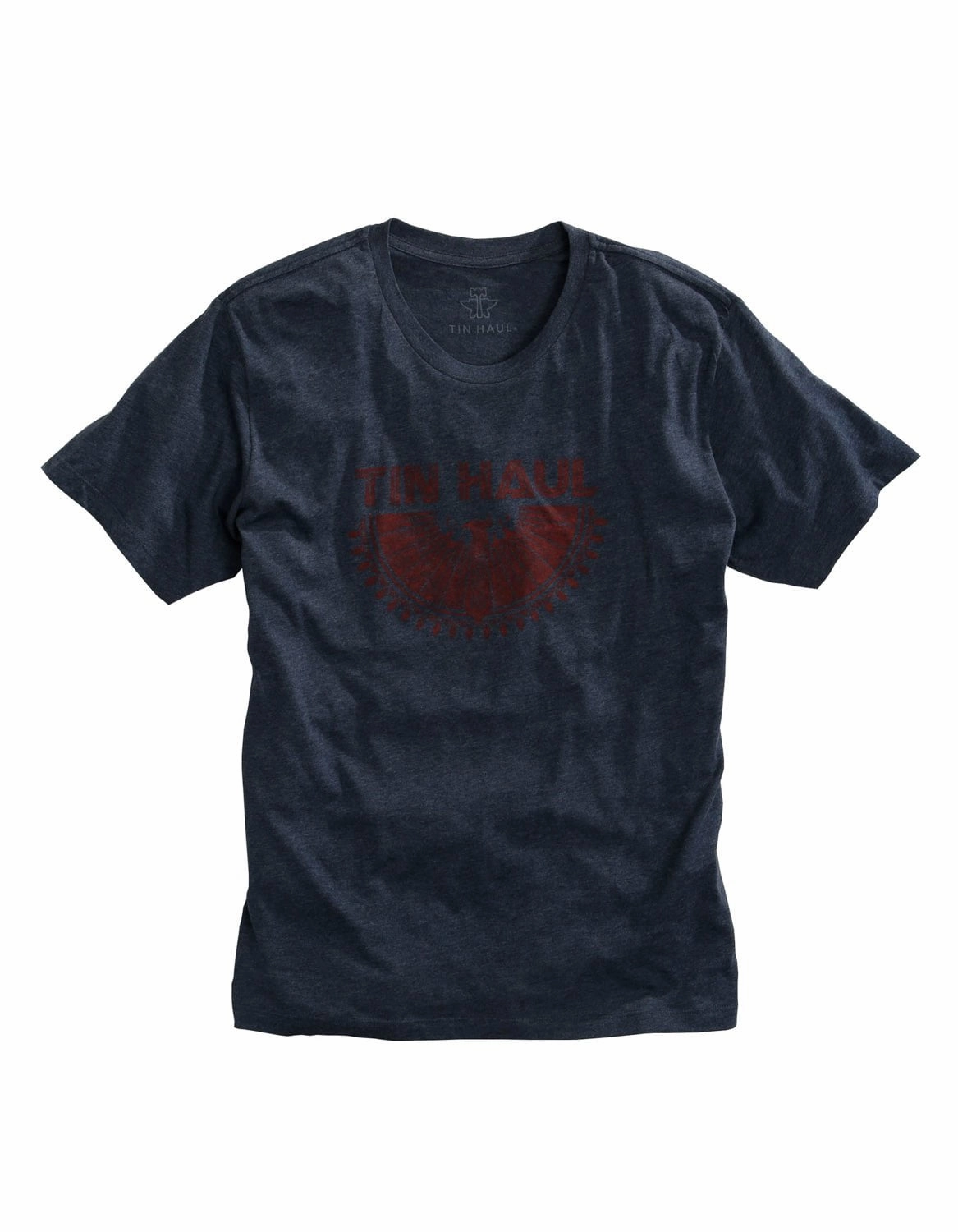 Tin Haul Mens Navy Cotton Blend Aztec Eagle S/S T-Shirt Anti Static Finish