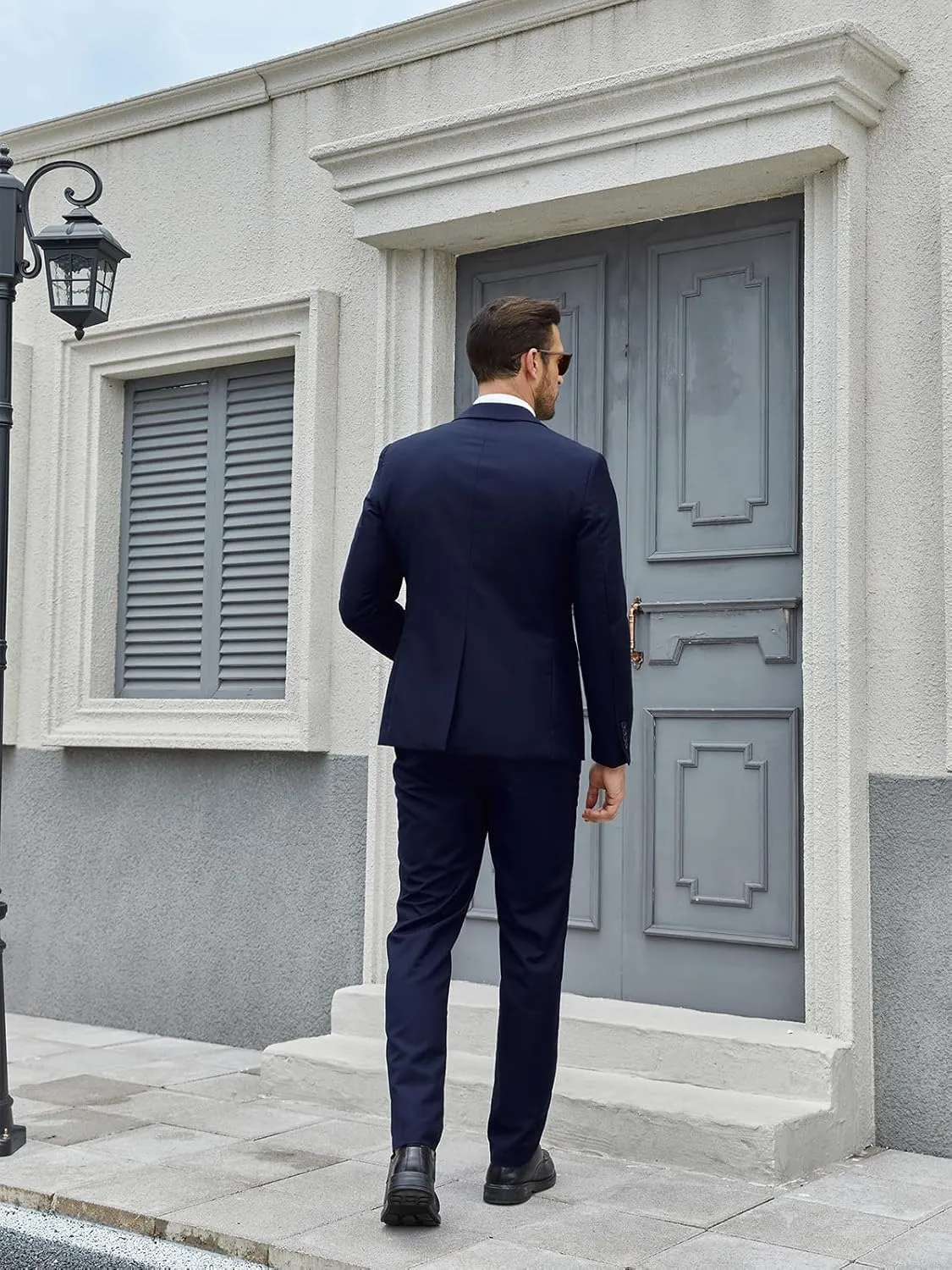 Wangyue Men's Double Breasted Suit 3 Piece Suits Slim Fit Wedding Suit One Button Blazer Prom Suit Vest Pants Suit Sets