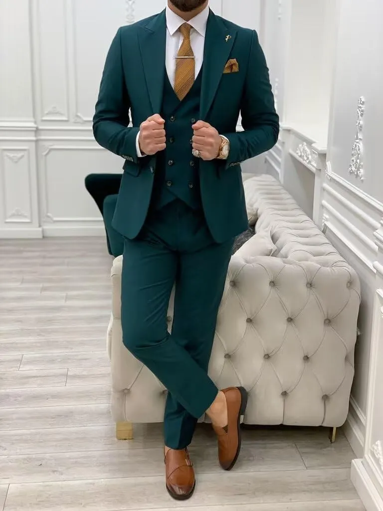 Wangyue Men's Suits Slim Fit 3 Piece Suit One Button Formal Wedding Groomsmen Suits Prom Tuxedo