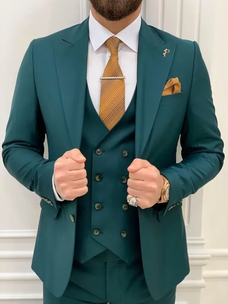 Wangyue Men's Suits Slim Fit 3 Piece Suit One Button Formal Wedding Groomsmen Suits Prom Tuxedo