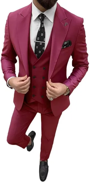Wangyue Men's Suits Slim Fit 3 Piece Suit One Button Formal Wedding Groomsmen Suits Prom Tuxedo