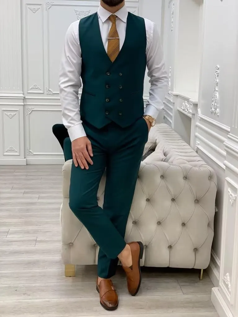 Wangyue Men's Suits Slim Fit 3 Piece Suit One Button Formal Wedding Groomsmen Suits Prom Tuxedo