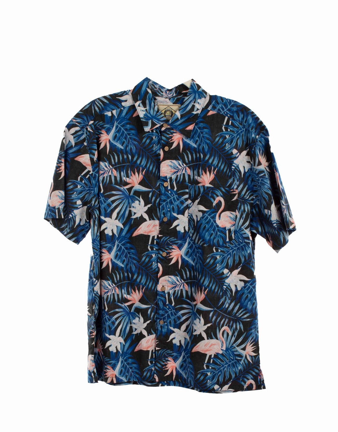 Scully Mens Flamingos Black 100% Cotton S/S Shirt Work Appropriate Tall Length