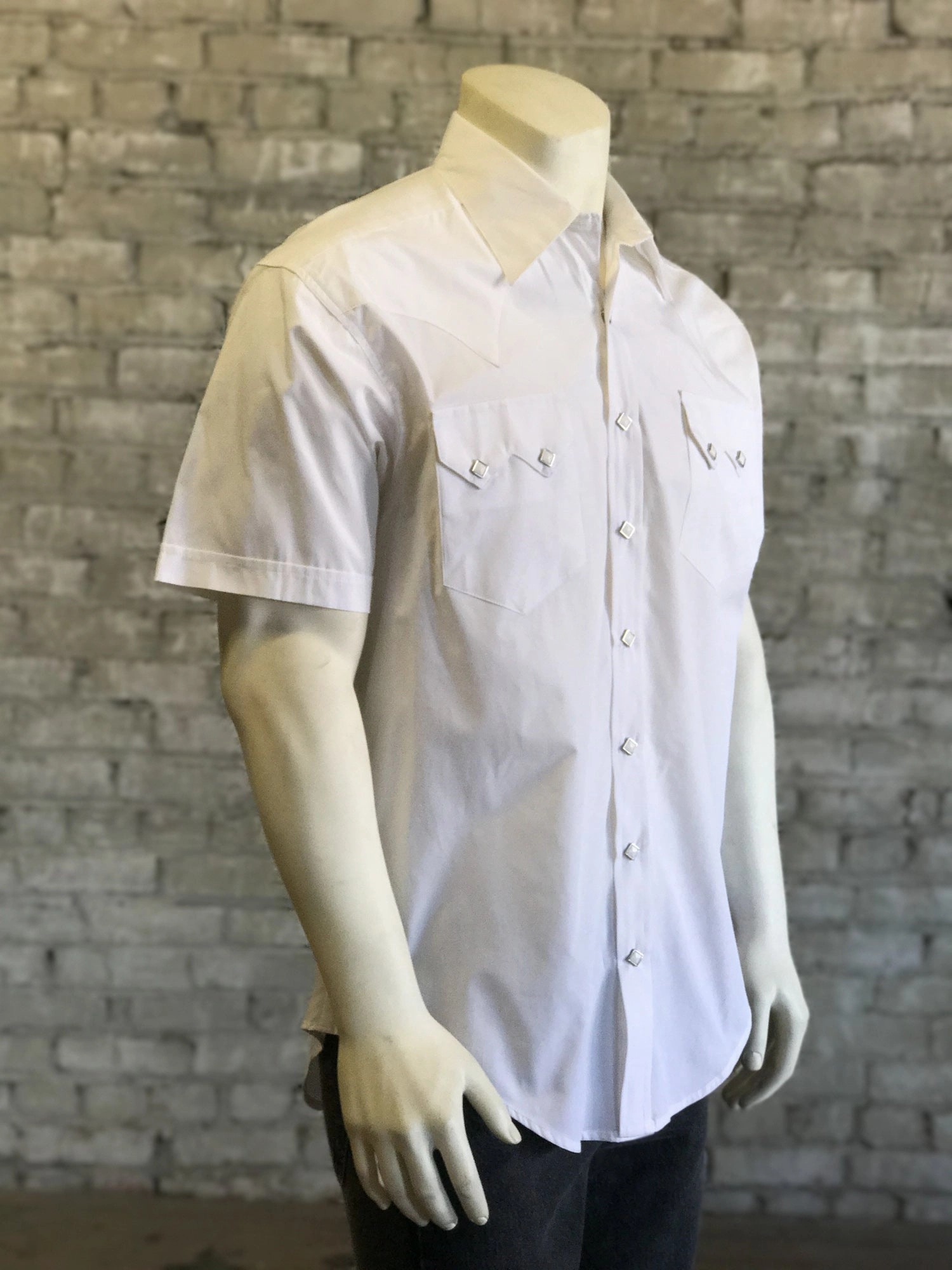 Polka Dot Rockmount Mens White Cotton Blend Western Snap S/S Shirt