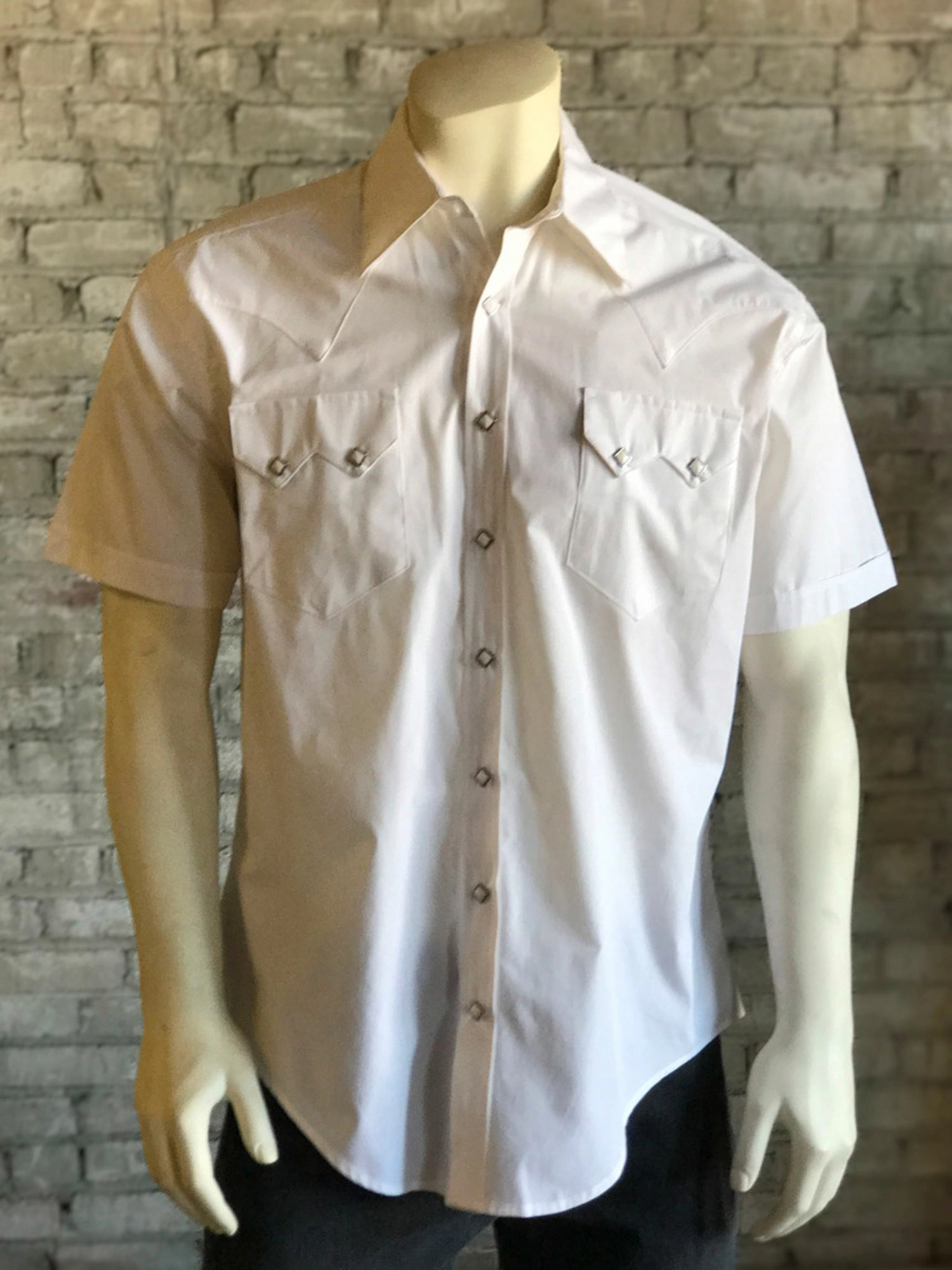 Rockmount Mens White Cotton Blend Western Snap S/S Shirt Casual Comfort