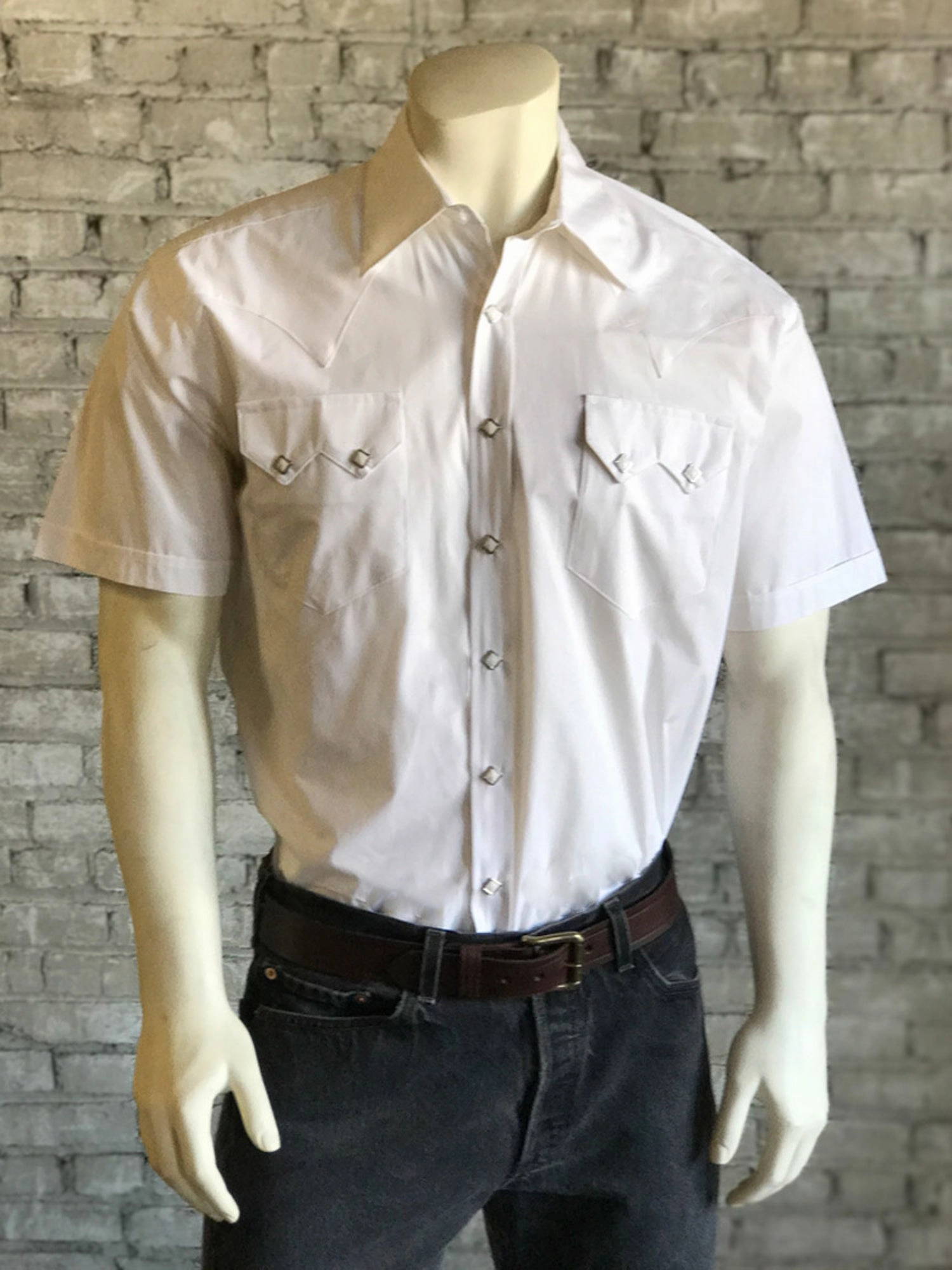 Teen Fashion Rockmount Mens White Cotton Blend Western Snap S/S Shirt