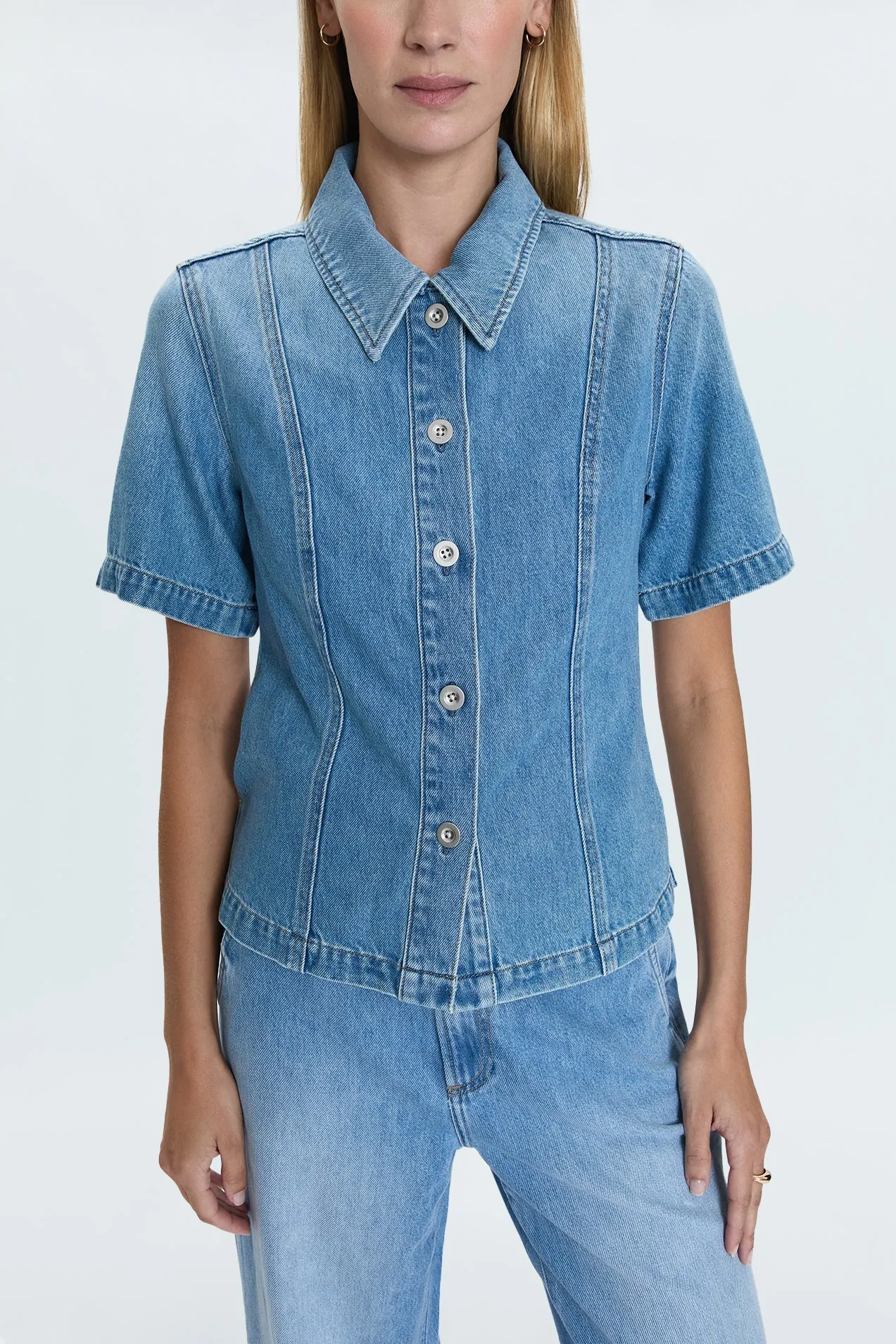 Odor Resistant Material WaterRepellent Coating Cyndi Denim Shirt