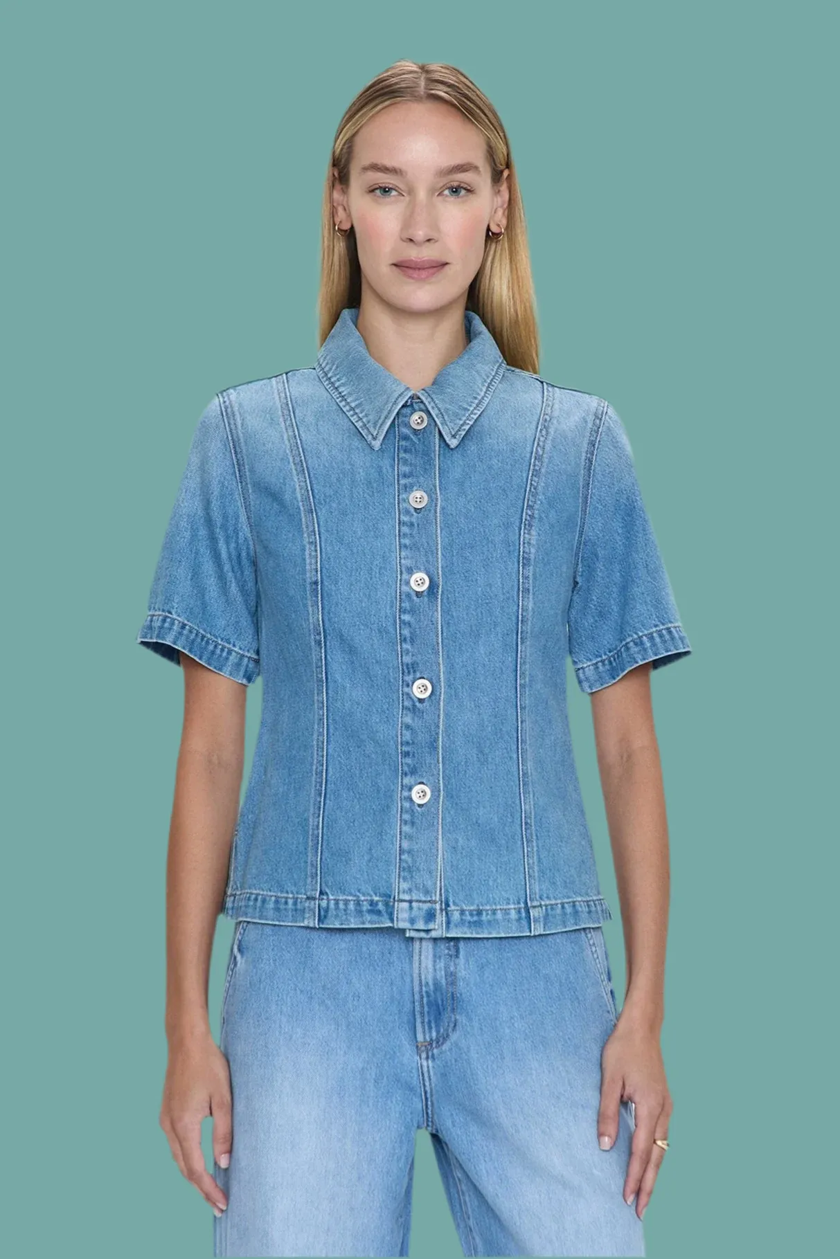 Cyndi Denim Shirt Soft Material NonChafeCollarTech