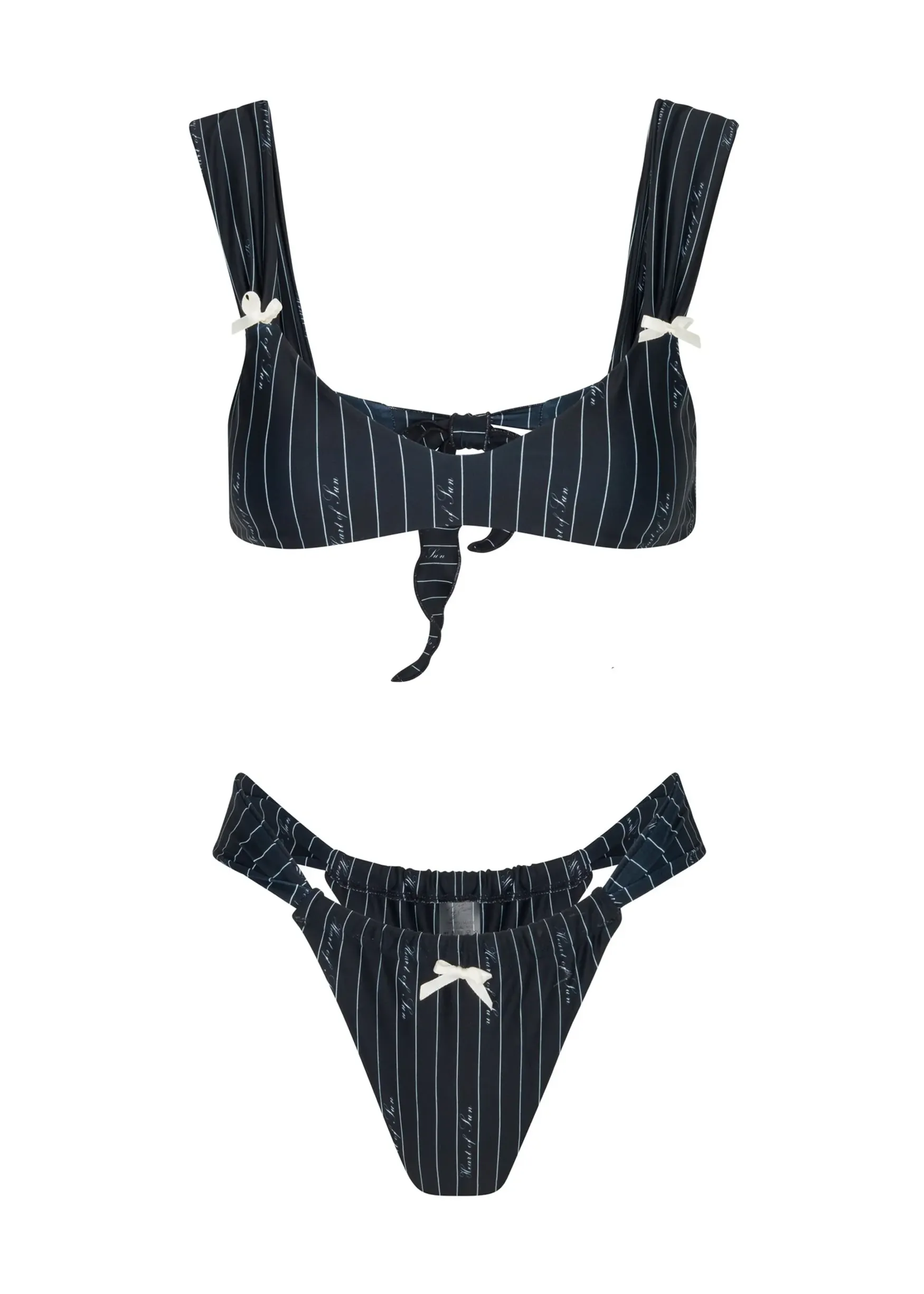 Premium Stretch Le Soliel Skimpy Bikini Bottom | Pinstripe