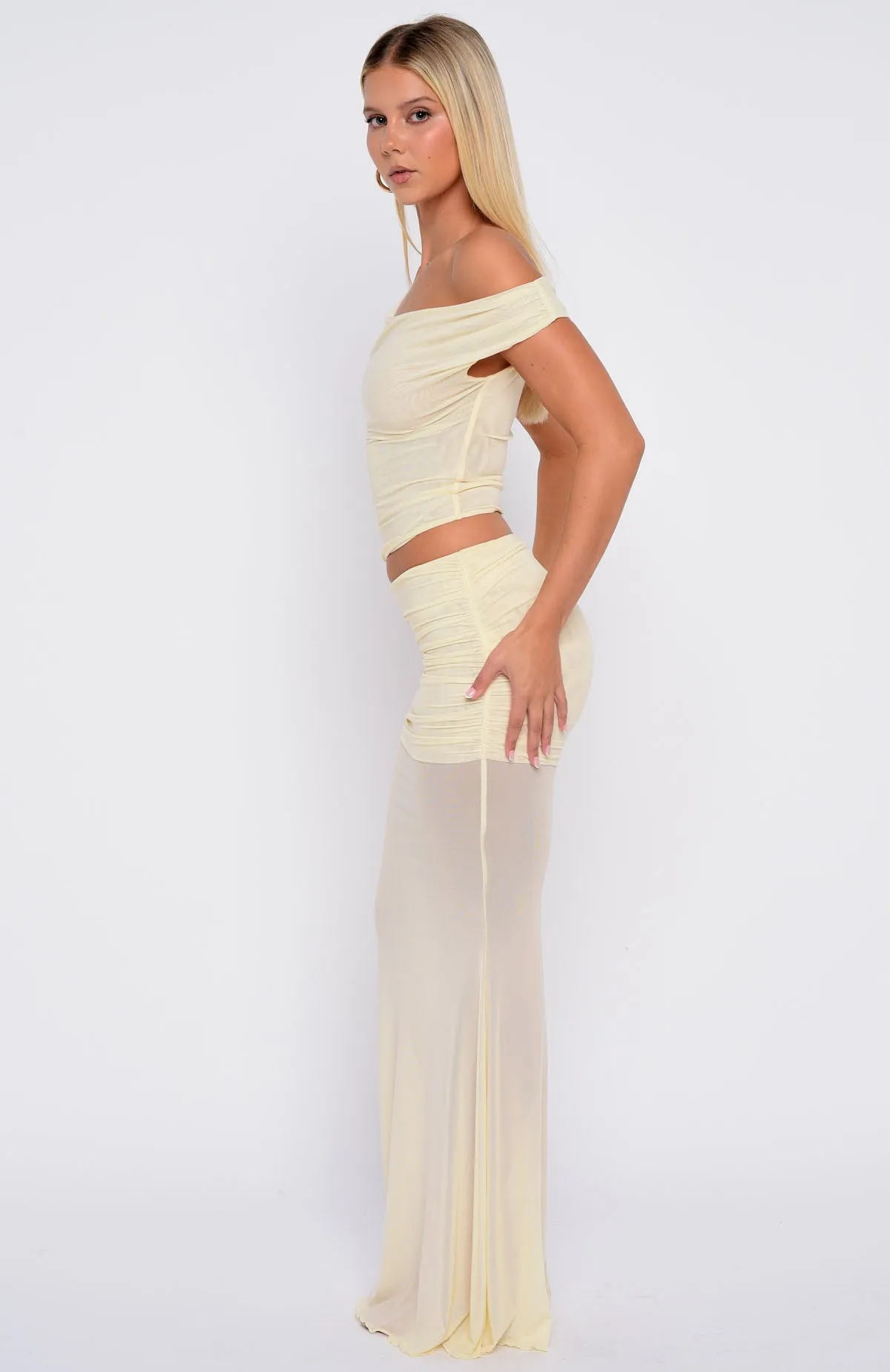 Relaxed Motion Need Your Heart Maxi Skirt Cream