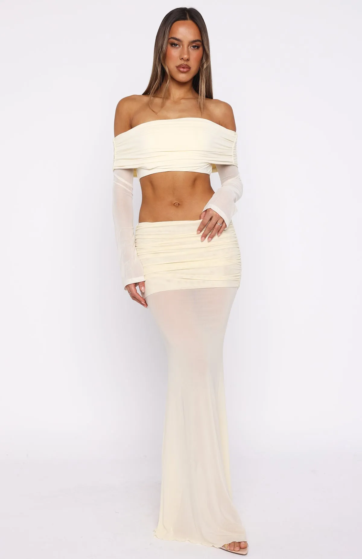 Reinforced Pockets Need Your Heart Maxi Skirt Cream