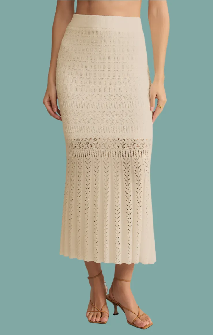 Elegant Look Soria Crochet Midi Skirt