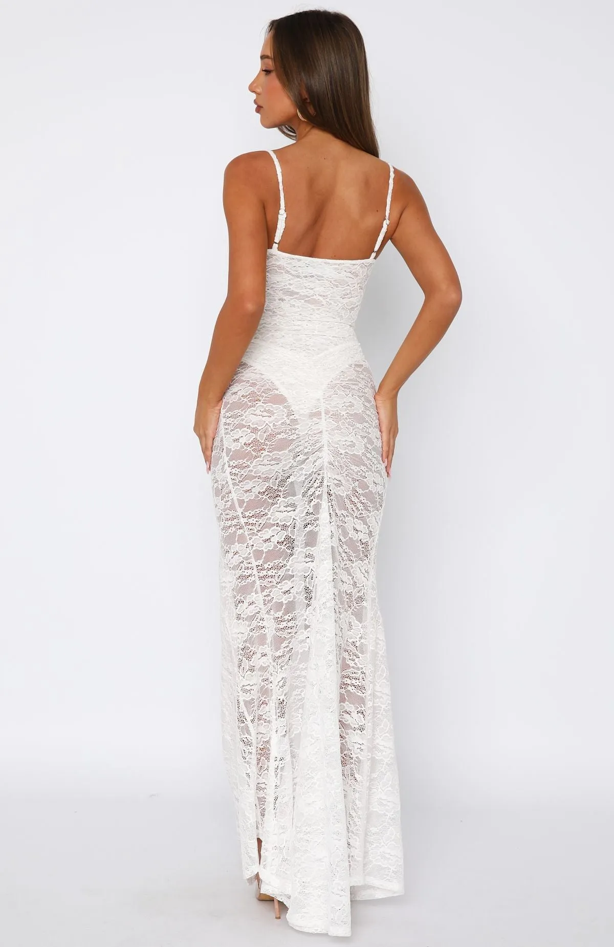 FeatherlightConstruction Tell Me I'm Pretty Lace Maxi Dress White