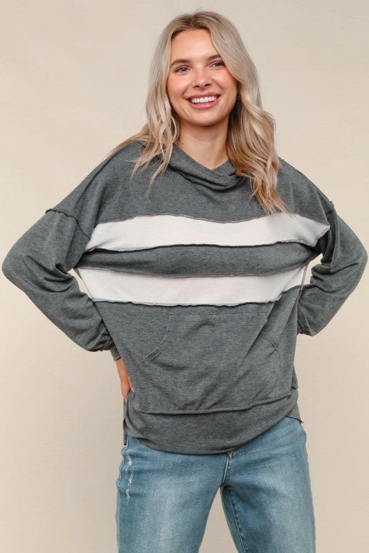 Henley Hoodie Pullover Top W/kangaroo Pocket AntiSlipGrip Hidden Ventilation Zones