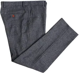 Wemaliyzd Men's Tweed Plaid Pants Expandable Waist Herringbone Checkered Classic Fit Slacks