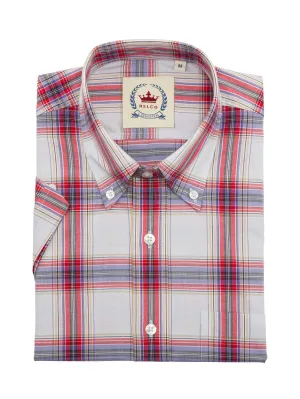 White & Red Check Shirt- CK-54 - UP TO 5XL