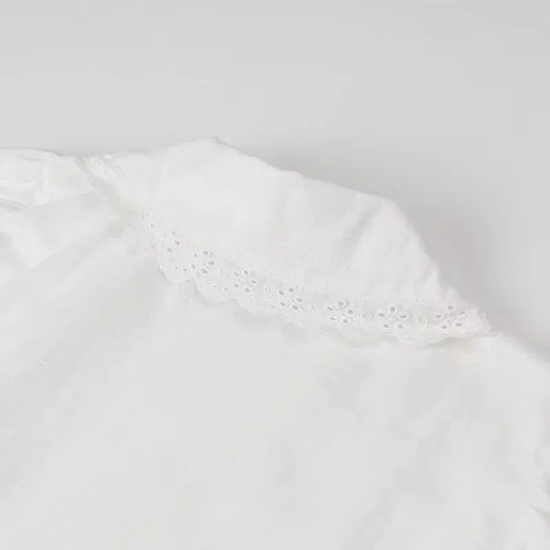 White Cotton Ruffled Top & Skirt Beach Casual Suit