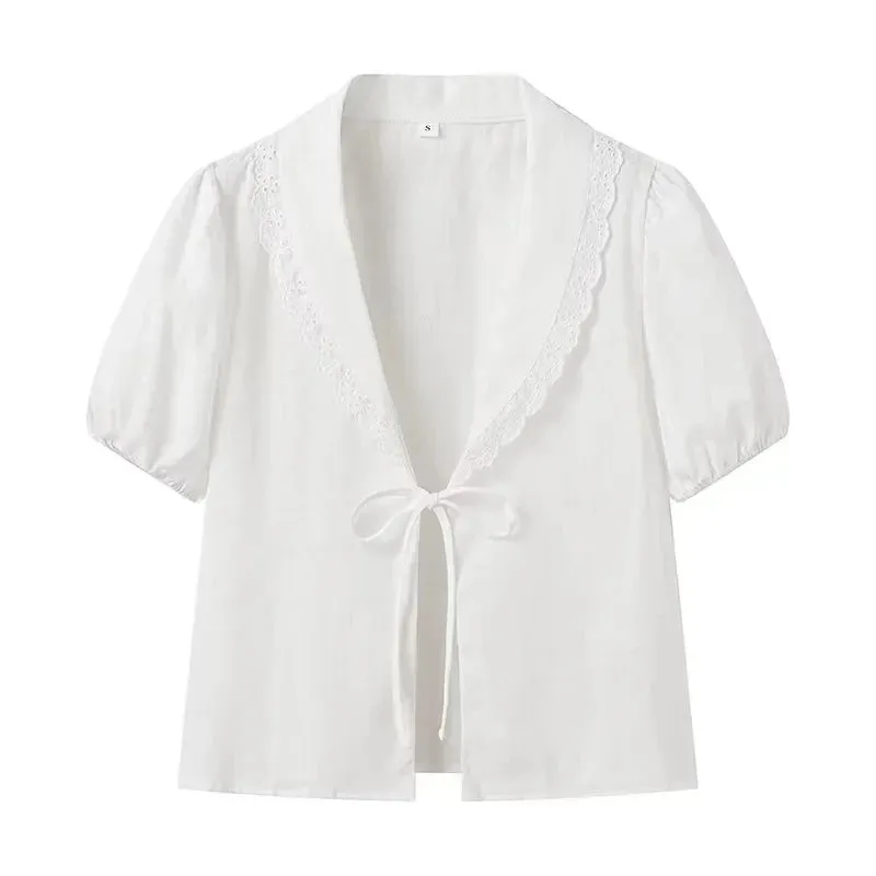 White Cotton Ruffled Top & Skirt Beach Casual Suit
