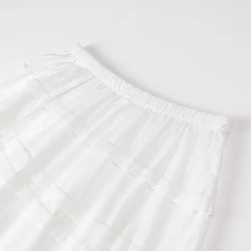 White Cotton Ruffled Top & Skirt Beach Casual Suit