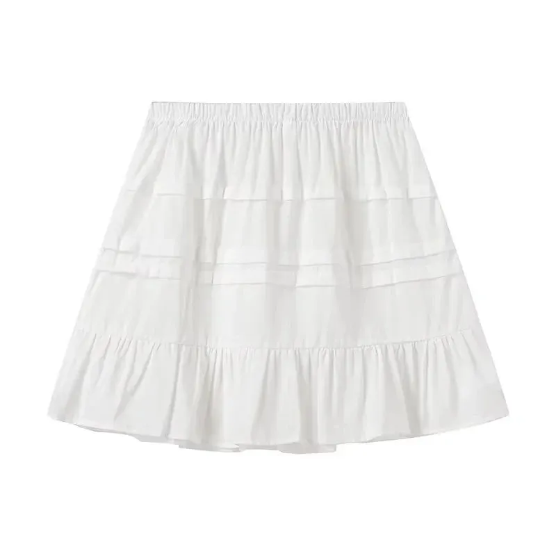 White Cotton Ruffled Top & Skirt Beach Casual Suit