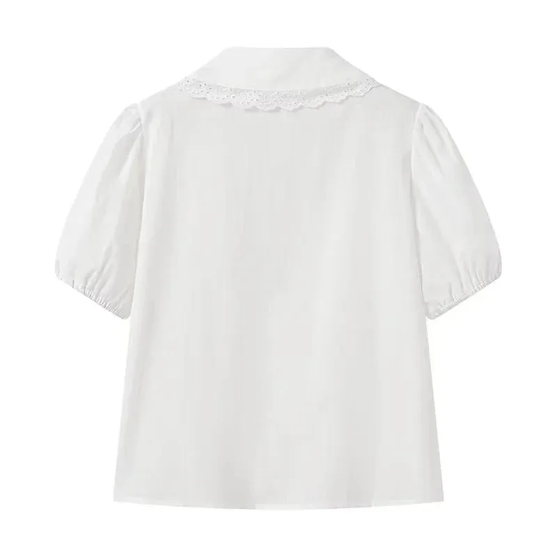 White Cotton Ruffled Top & Skirt Beach Casual Suit