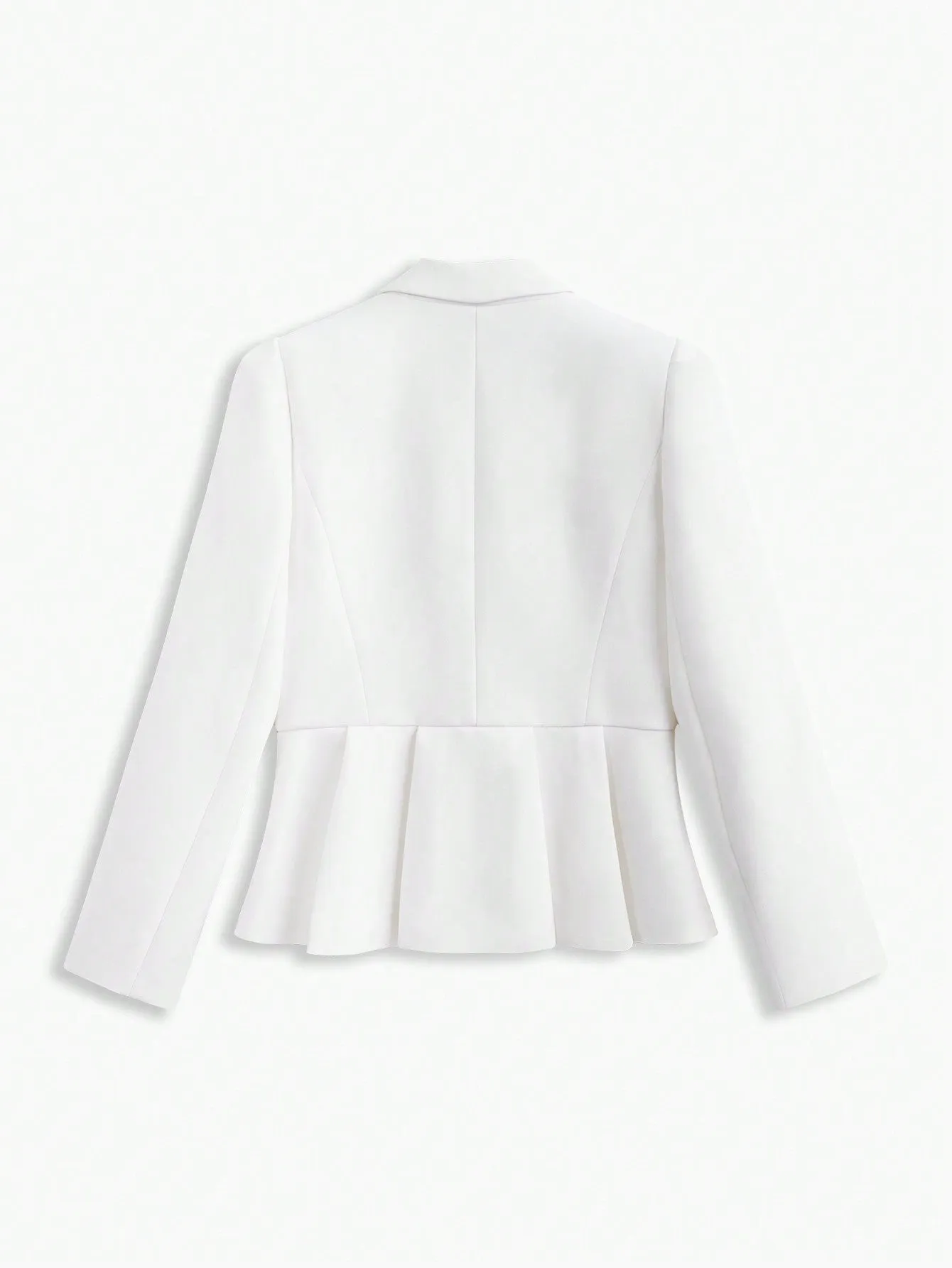 White Double Button Zipper Floral Beaded Blazer