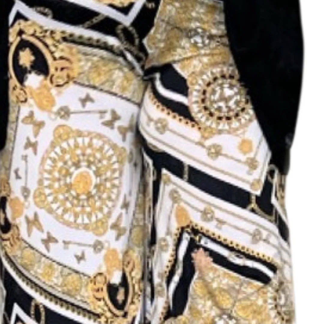 WHITE GOLD COMPASS PRINT PALAZZO TROUSERS
