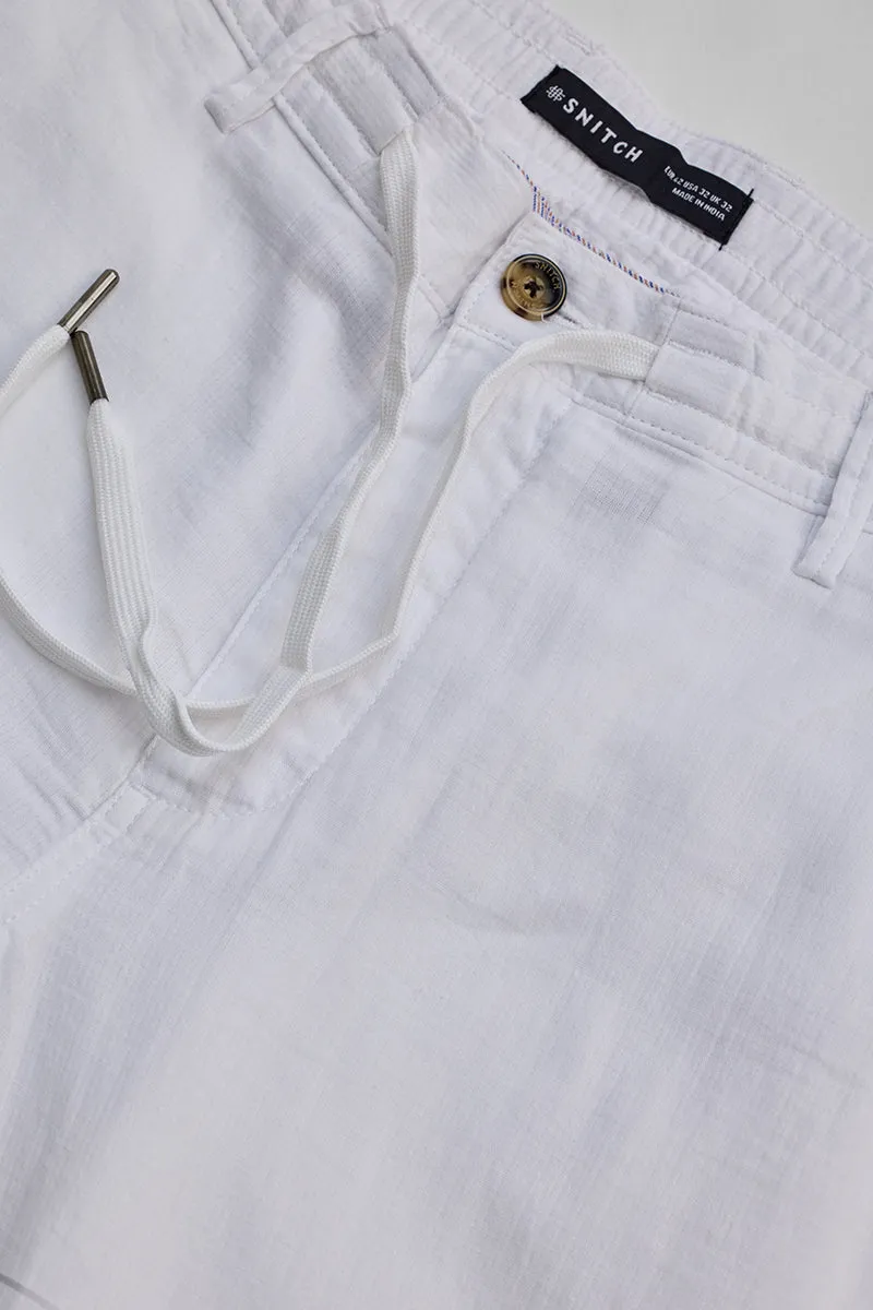 White Plain Slim Fit Trousers