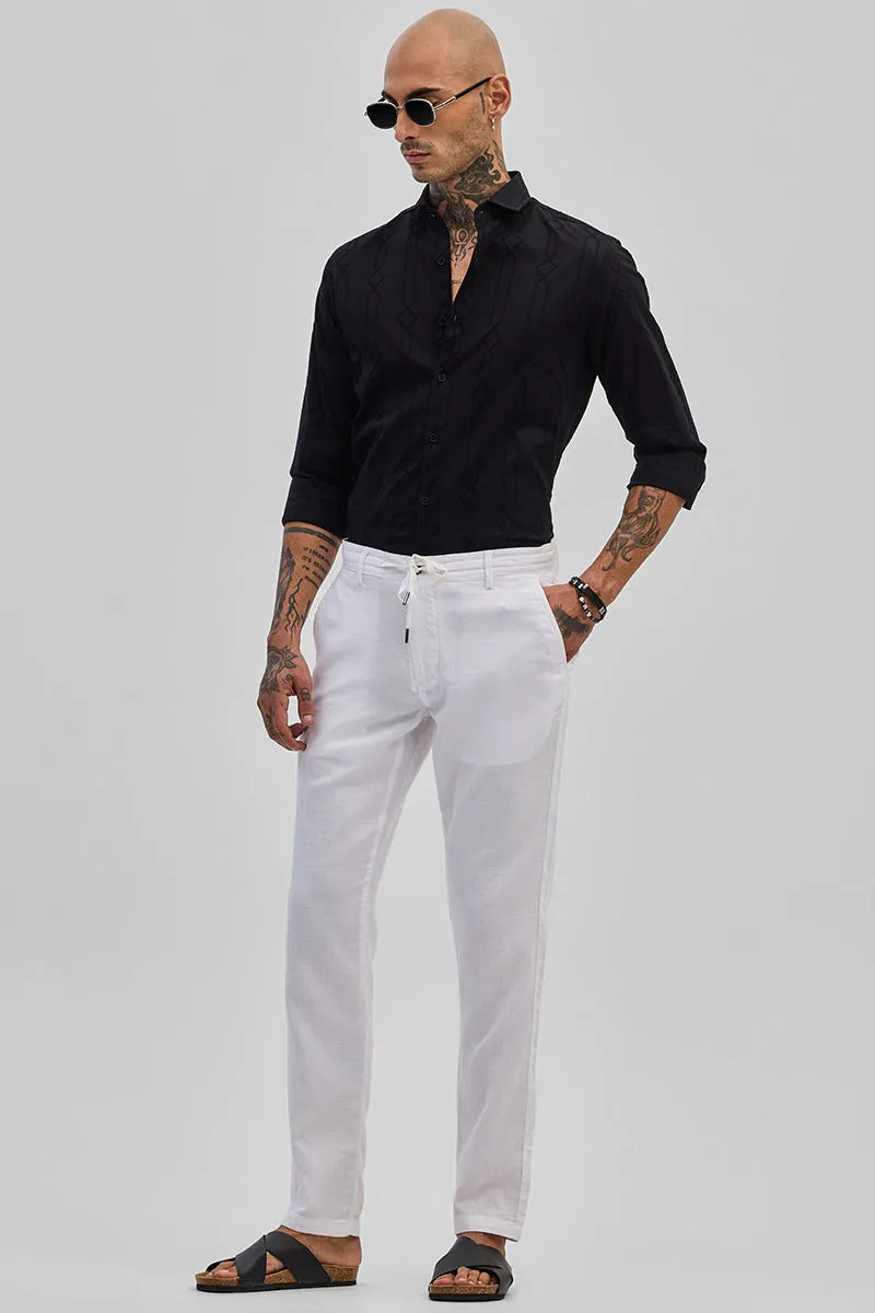 White Plain Slim Fit Trousers