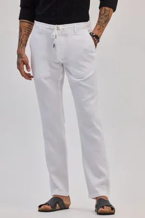 White Plain Slim Fit Trousers