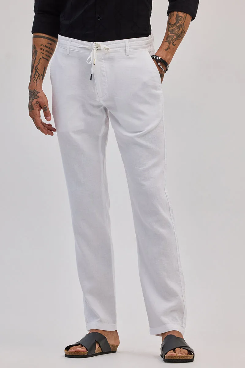 White Plain Slim Fit Trousers