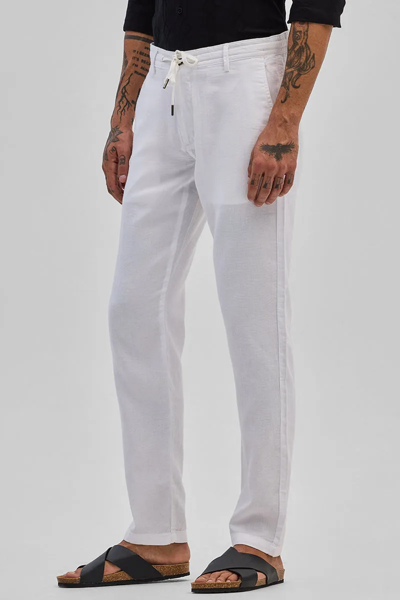 White Plain Slim Fit Trousers