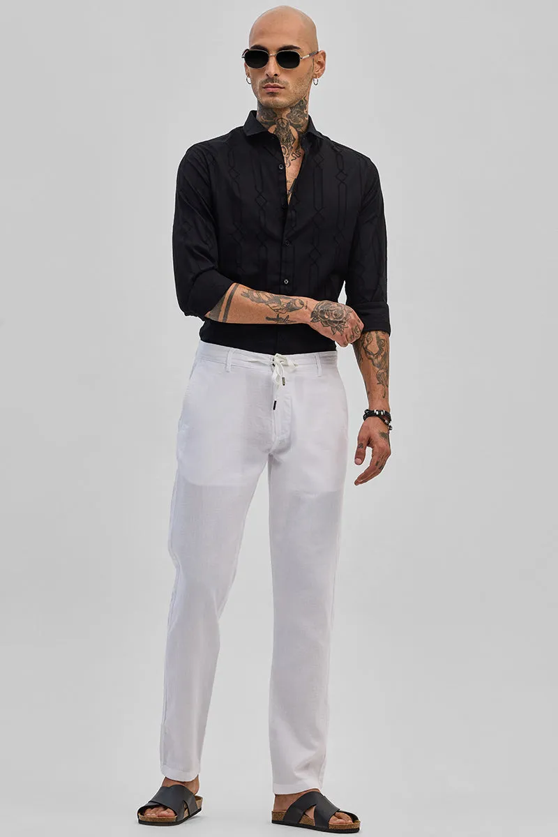 White Plain Slim Fit Trousers