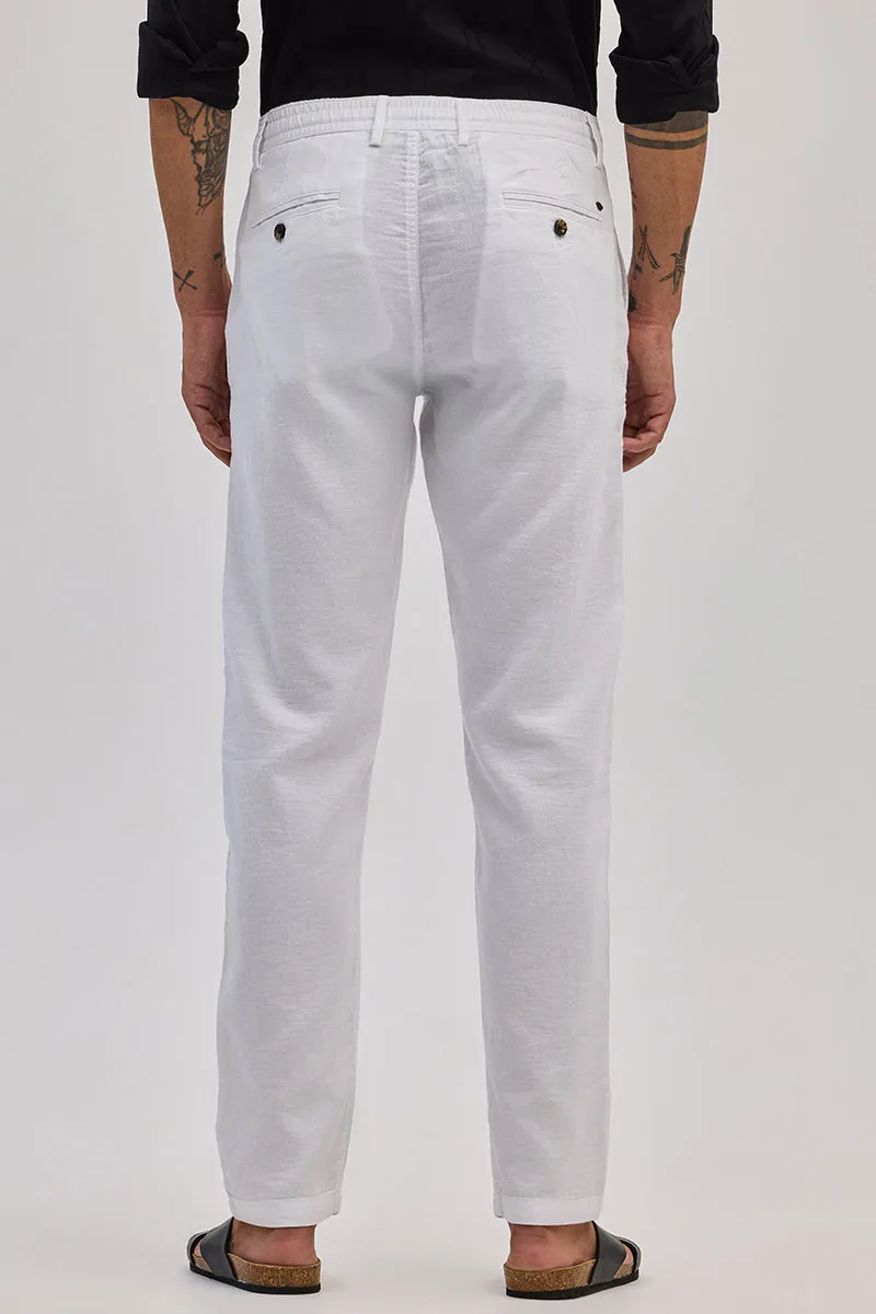 White Plain Slim Fit Trousers