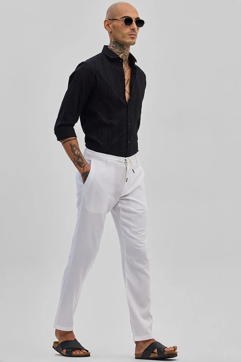 White Plain Slim Fit Trousers