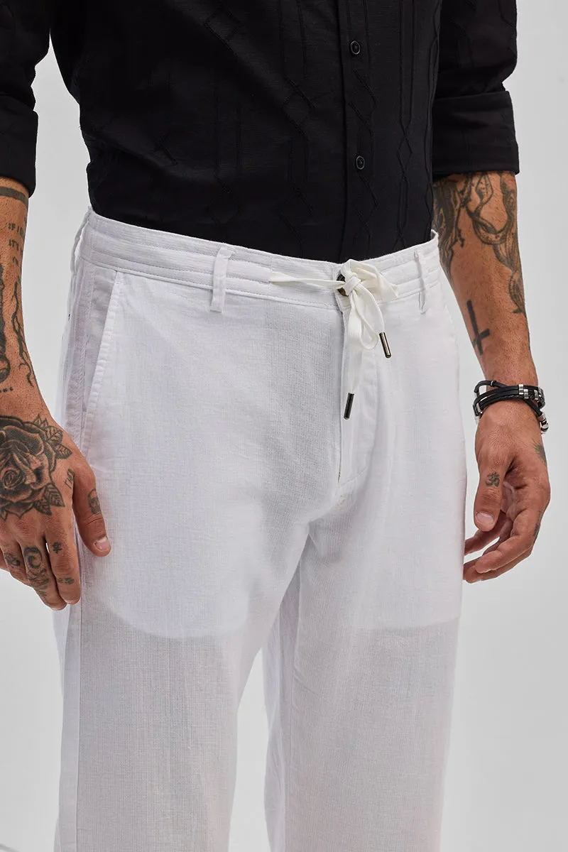 White Plain Slim Fit Trousers