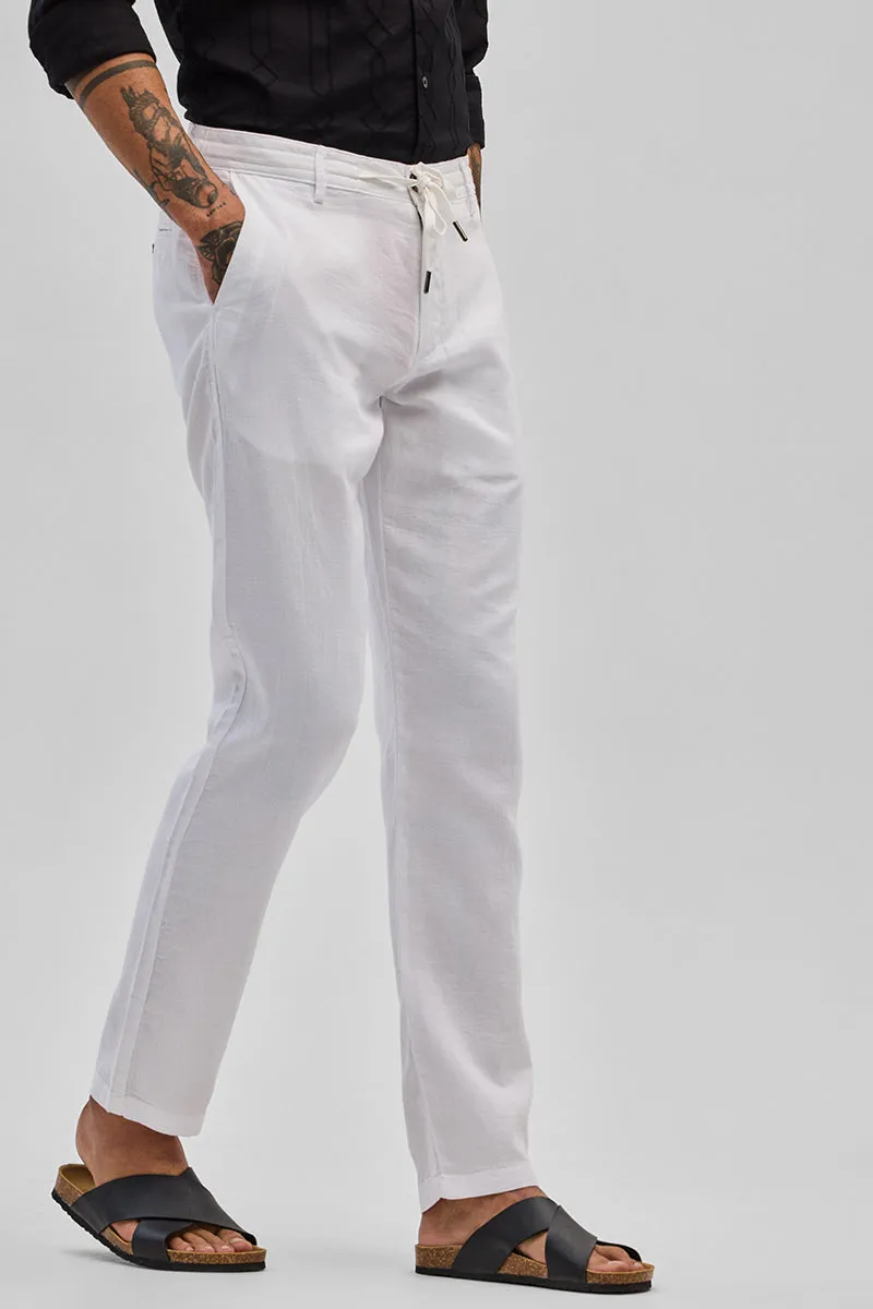White Plain Slim Fit Trousers