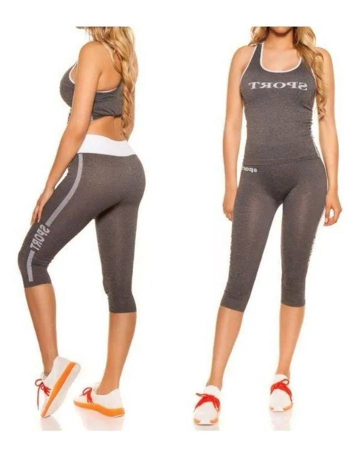 White Sport Print Activewear Set