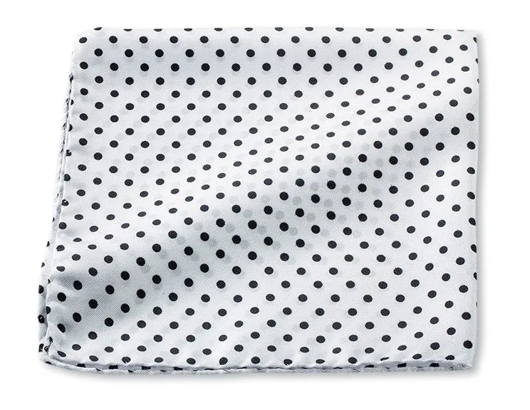 White/Black Windsor Dots Pocket Square - 5179