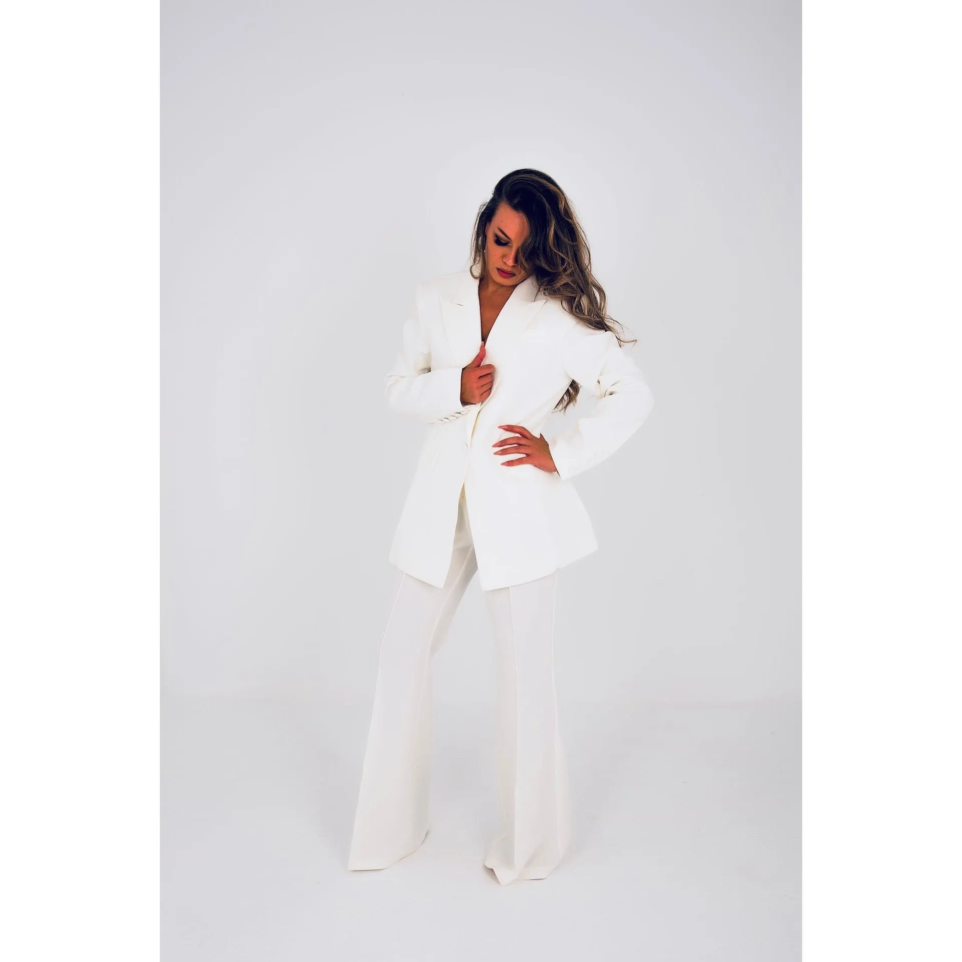WHITNEY WHITE TROUSER TWO PIECE SETS
