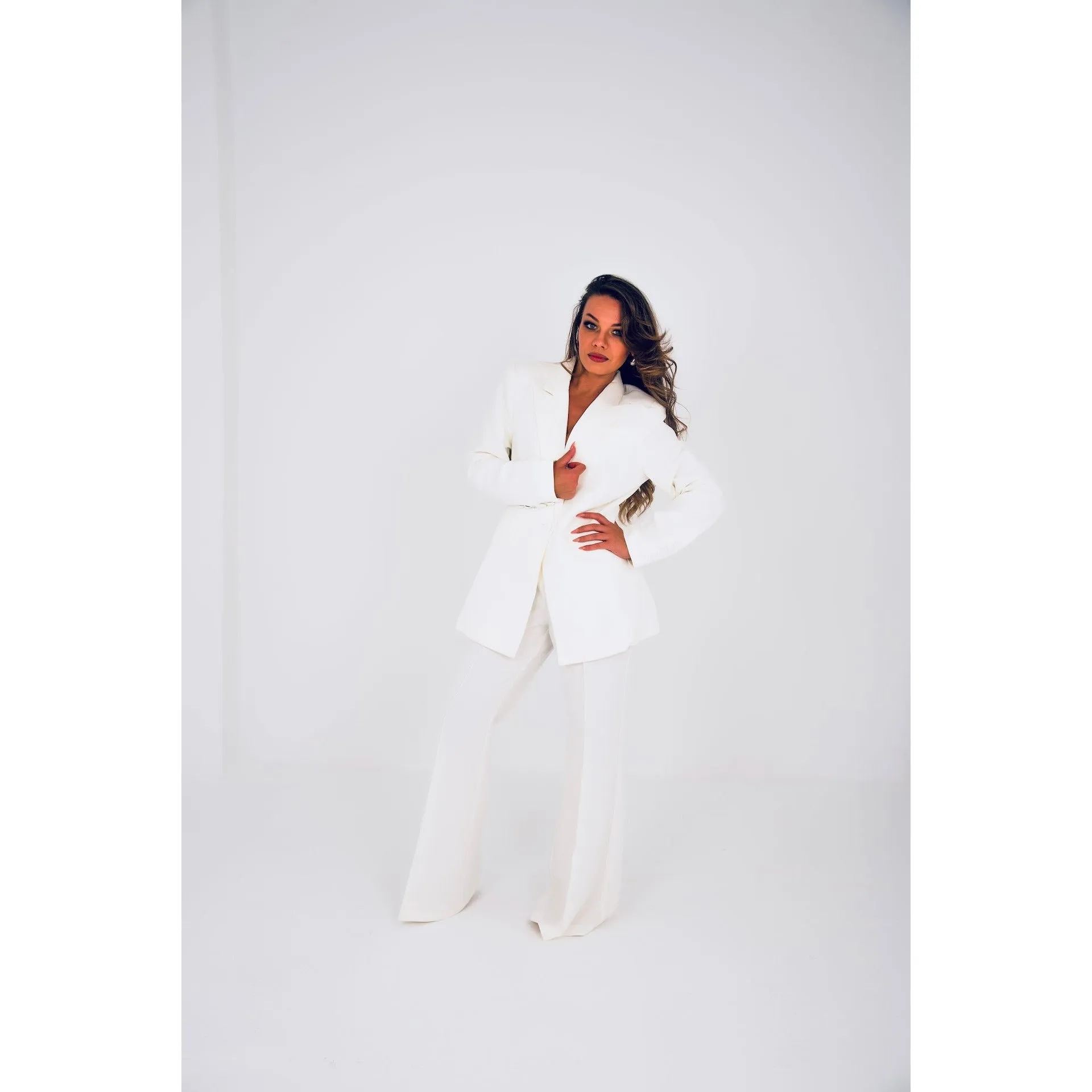 WHITNEY WHITE TROUSER TWO PIECE SETS
