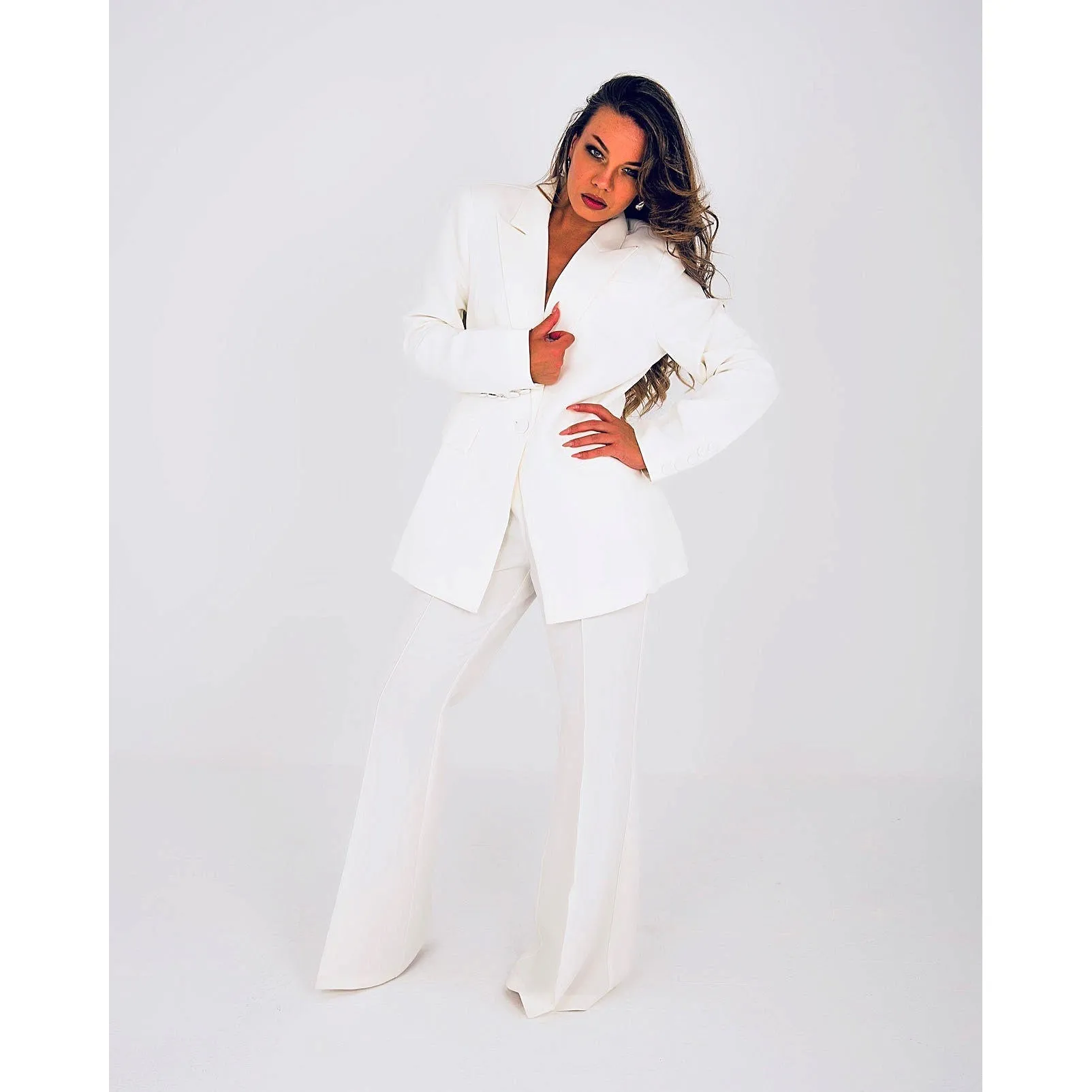 WHITNEY WHITE TROUSER TWO PIECE SETS