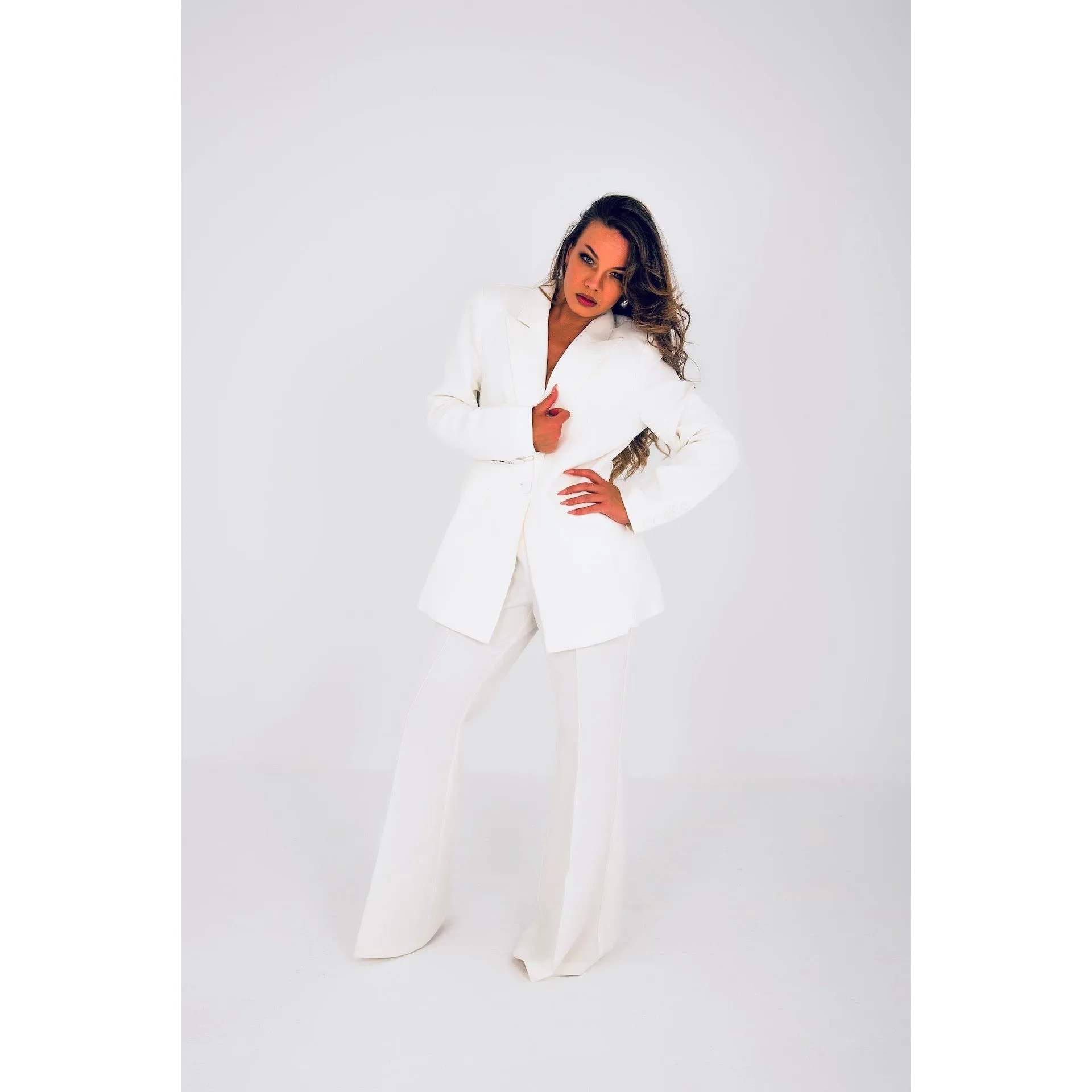 WHITNEY WHITE TROUSER TWO PIECE SETS