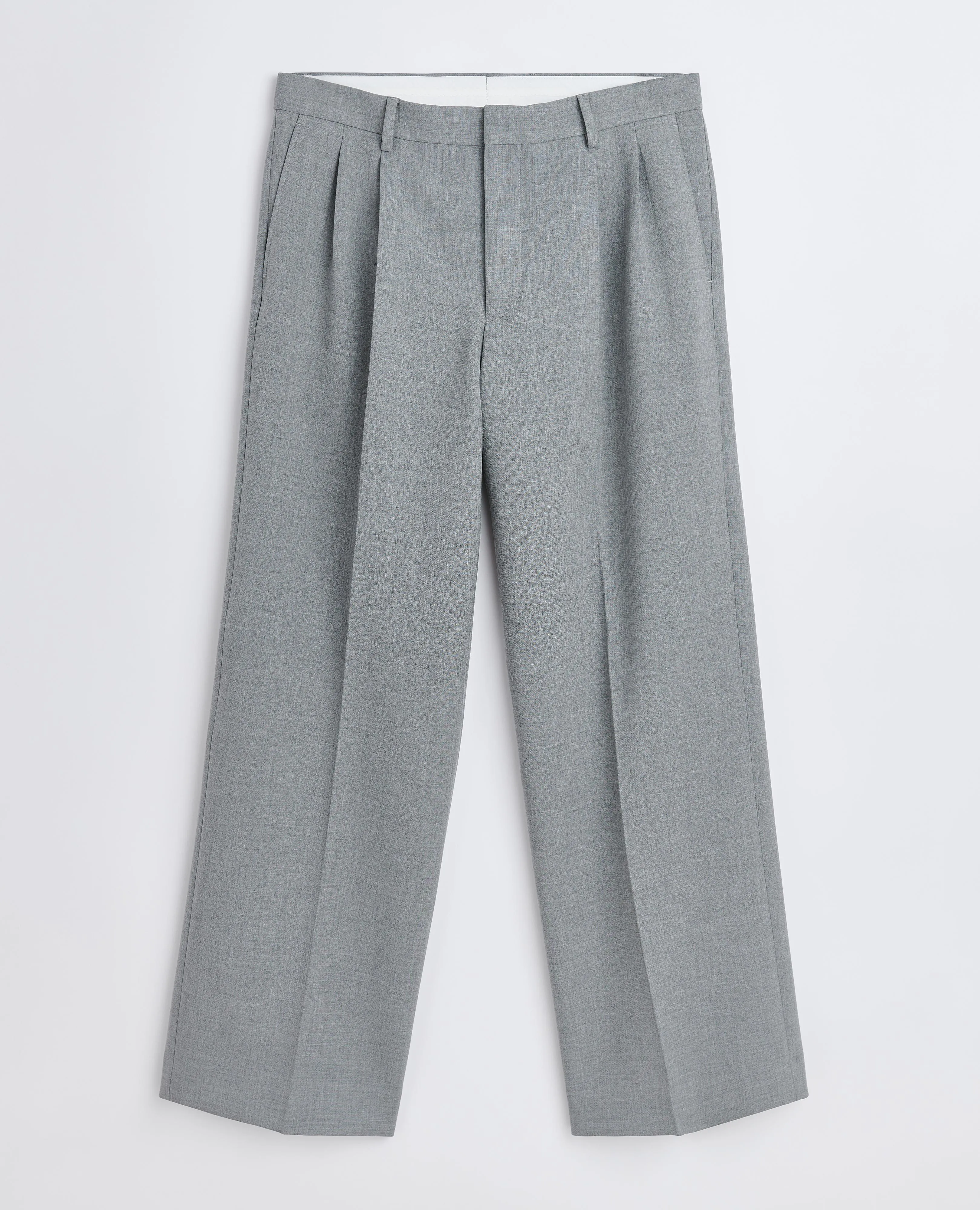 WIDE PLEATED TROUSER . GREY MELANGE