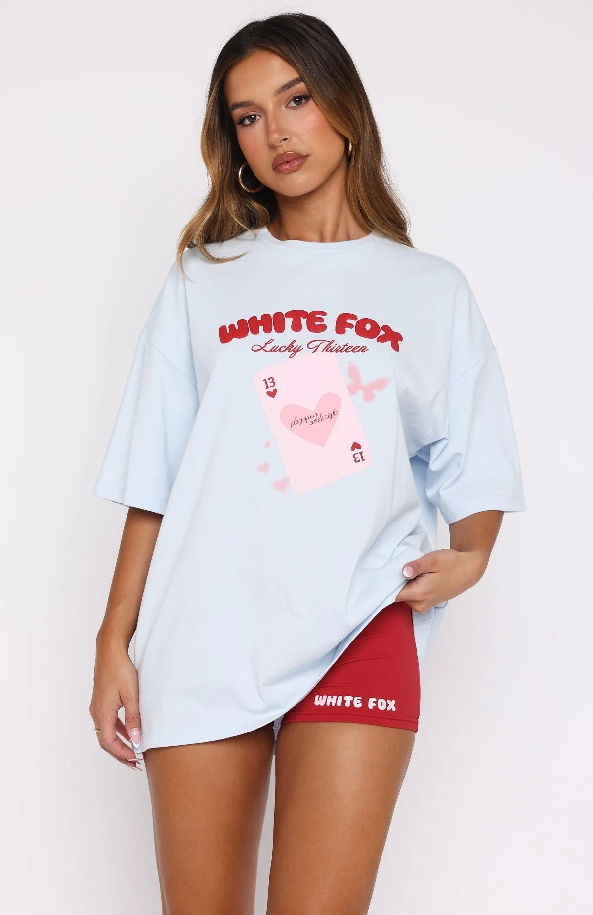 Lucky Thirteen Kalena Oversized Tee Blue Casual Jacket Soft Touch Fabric