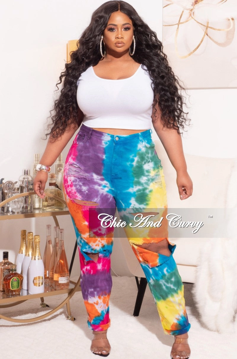 Final Sale Plus Size Multi-Color Tie Dye Pants Slim Fit Wear